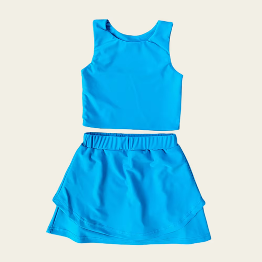 6.2GSD2659 Blue Girls Yoga Solid Color Set