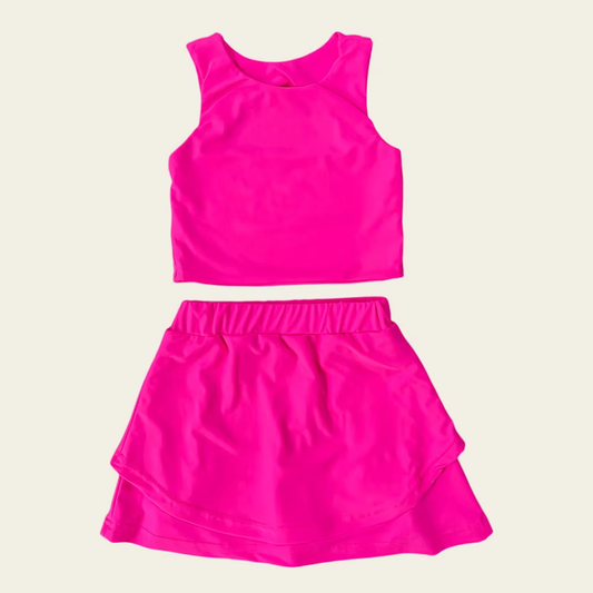 6.2GSD2663 Rose Red Girls Yoga Solid Color Suit