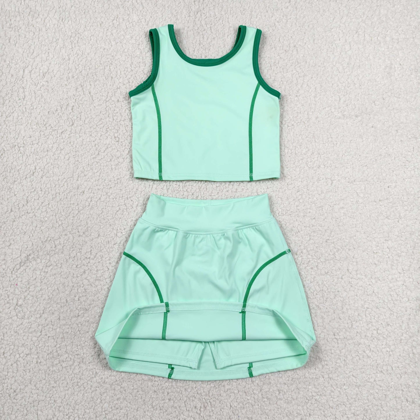 GSD2671 Baby Girls Sleeveless Vest Top Skirt Short Yoga Active Sport Clothes Sets
