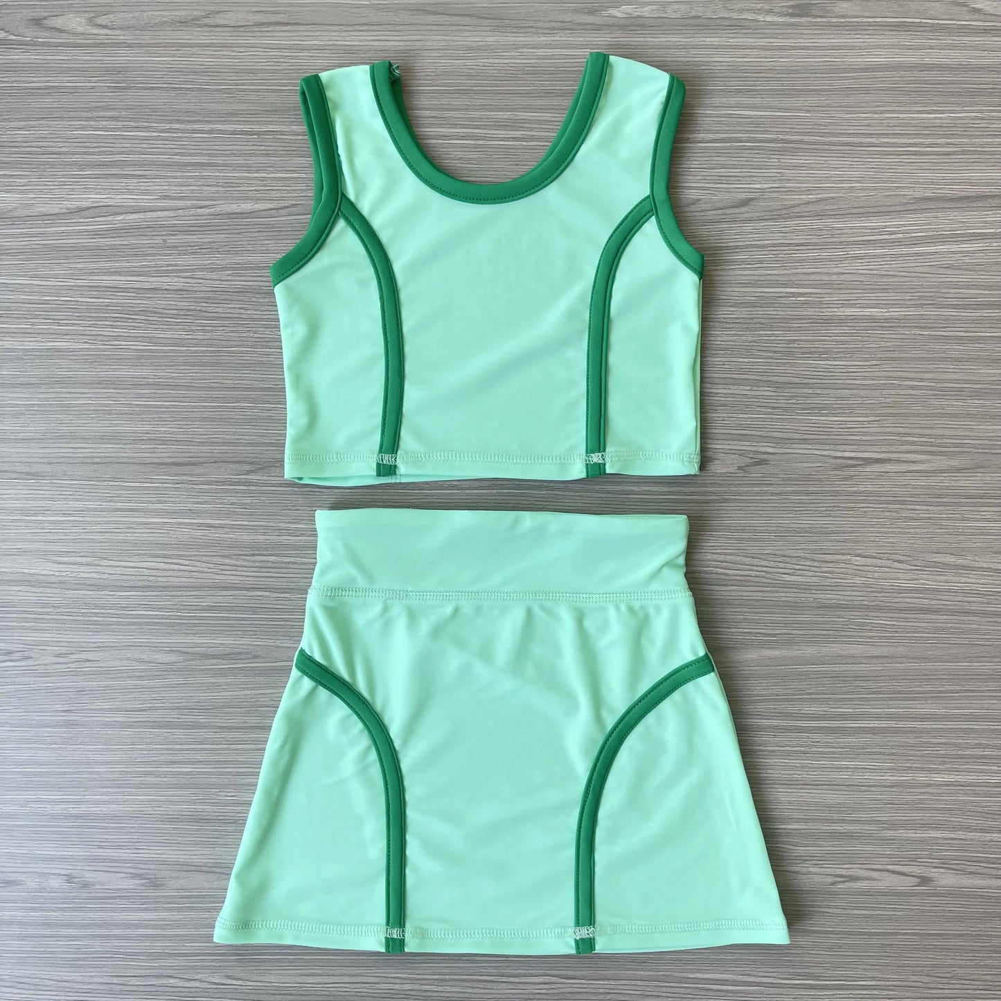 6.2GSD2671 Light Green Girls Vest Yoga Suit