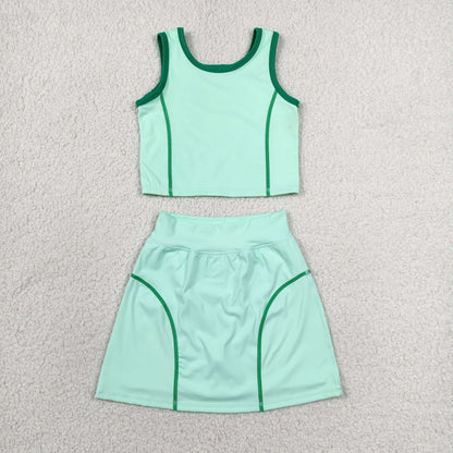 GSD2671 Baby Girls Sleeveless Vest Top Skirt Short Yoga Active Sport Clothes Sets