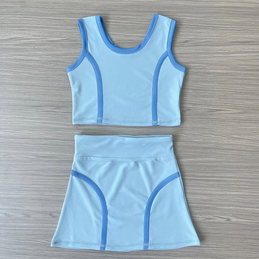 6.2GSD2674 Blue Girls Vest Yoga Suit