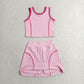 Baby Girls Pink Sleeveless Vest Top Skirt Shorts Yoga Active Clothes Set