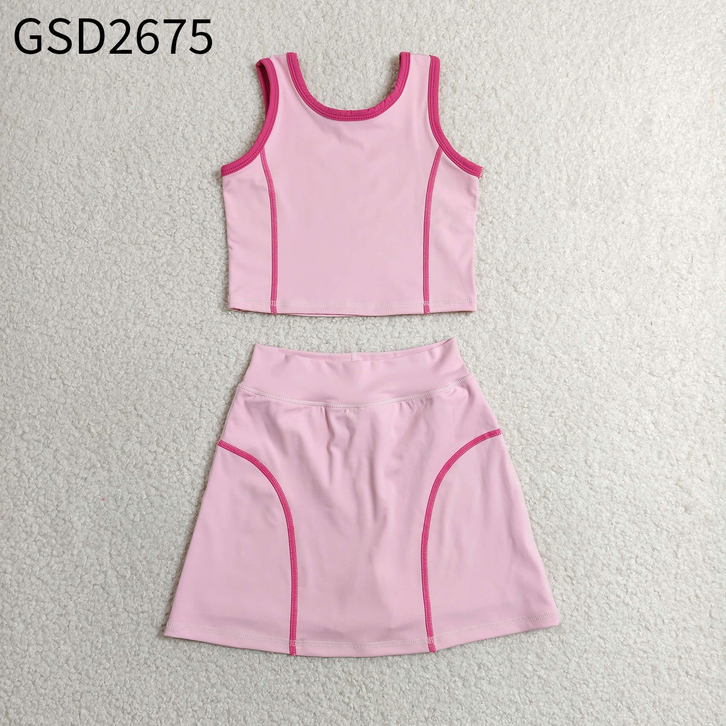 Baby Girls Pink Sleeveless Vest Top Skirt Shorts Yoga Active Clothes Set