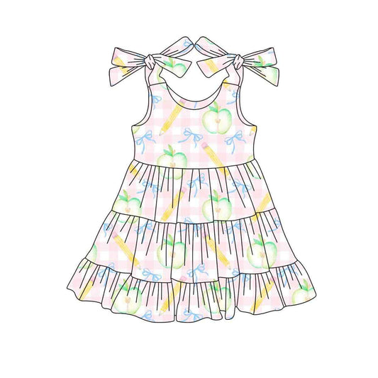 6.5GSD2679 Apple Pencil Back to School Suspender Dress