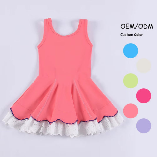 6.6GSD2683 Watermelon Red Lace Yoga Dress