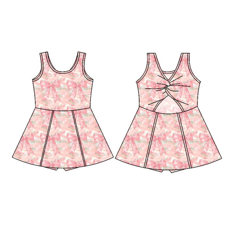 6.11GSD2699 Bowknot Flower Sleeveless Yoga Suit