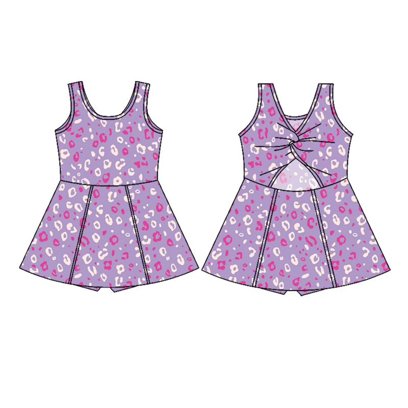 6.11GSD2700 Purple Leopard Print Sleeveless Yoga Suit