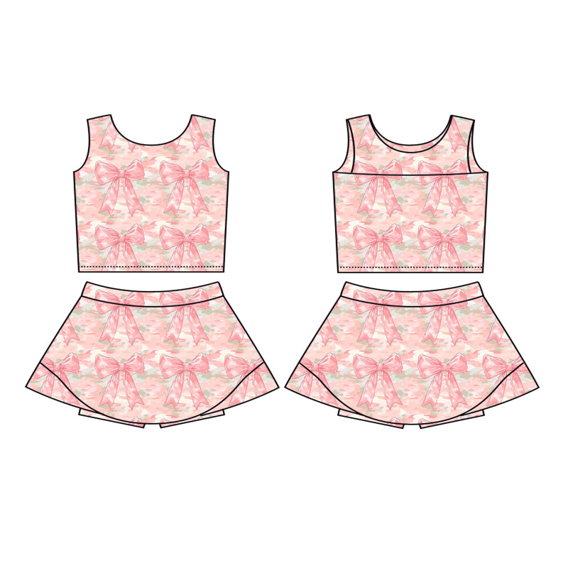 6.11GSD2701 Pink Flower Bow Yoga Set