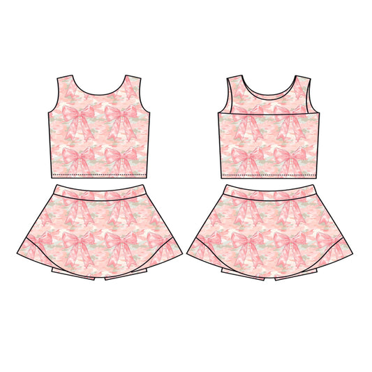 6.11GSD2701 Pink Flower Bow Yoga Set