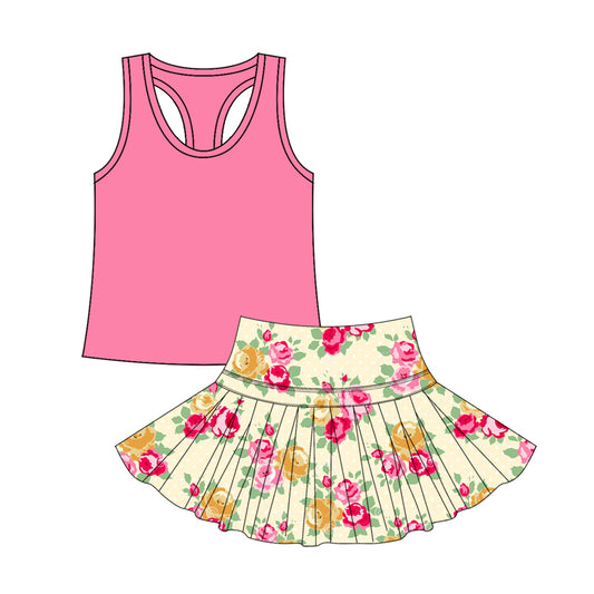 6.16GSD2709 Flower vest pink yoga suit