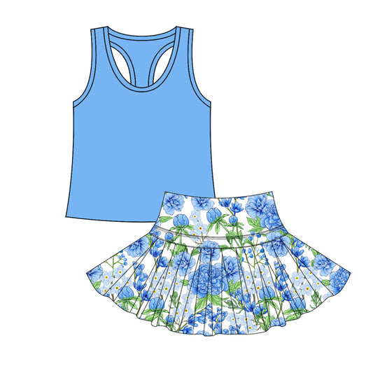 6.16GSD2710 Flower vest blue yoga suit