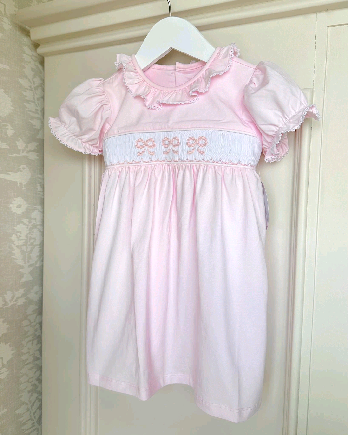 6.18GSD2718 Bowknot pink short-sleeved dress