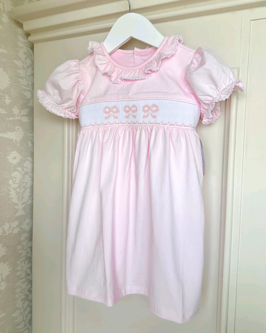 6.18GSD2718 Bowknot pink short-sleeved dress