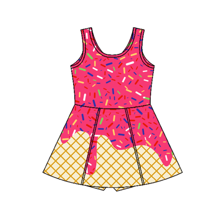 7.7GSD2747 Plaid Rose Red Sleeveless Yoga Dress