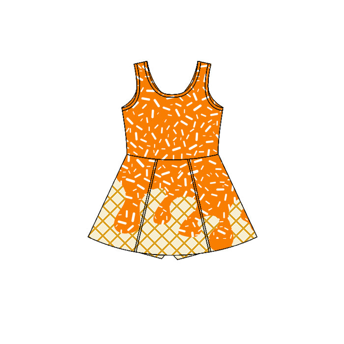 7.7GSD2750 Plaid Orange Sleeveless Yoga Dress