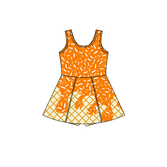 7.7GSD2750 Plaid Orange Sleeveless Yoga Dress