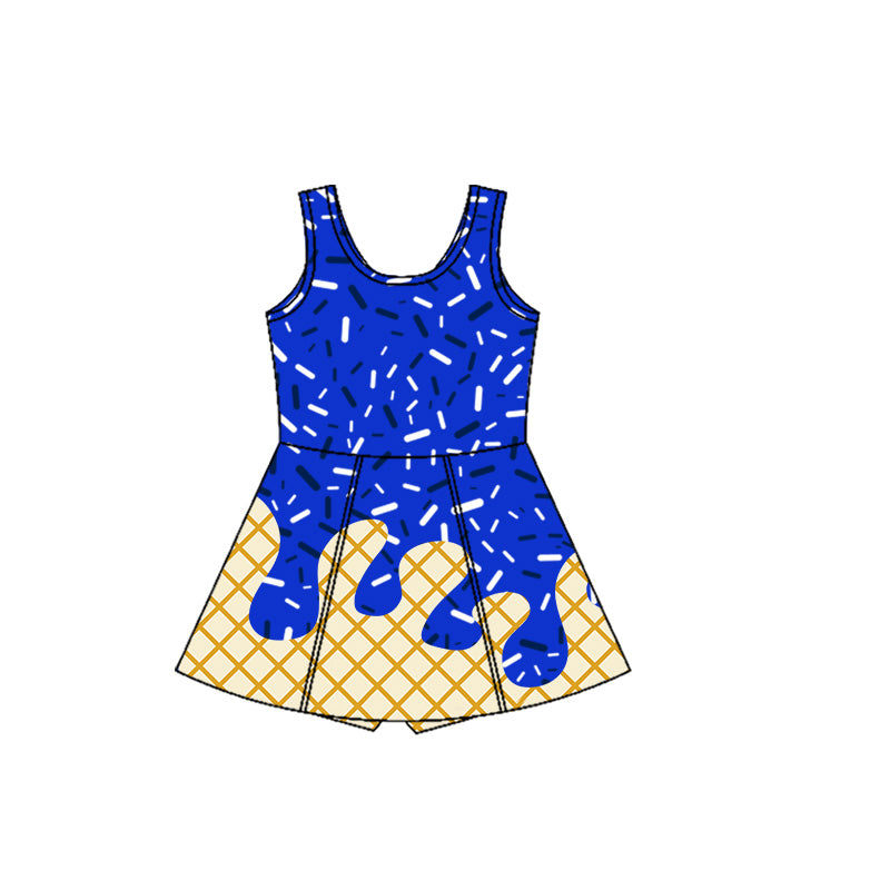 7.7GSD2751 Plaid Blue Sleeveless Yoga Dress