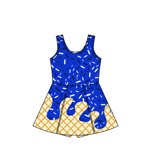 7.7GSD2751 Plaid Blue Sleeveless Yoga Dress