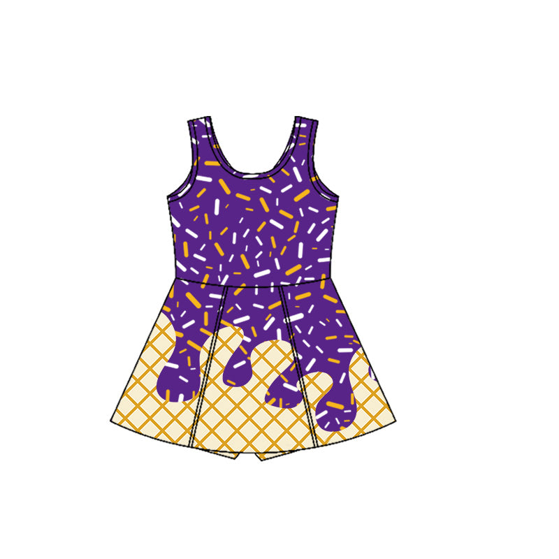 7.7GSD2752 Plaid Purple Sleeveless Yoga Dress