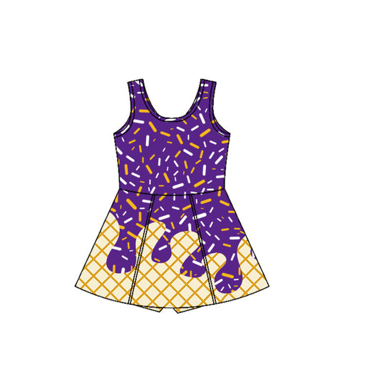 7.7GSD2752 Plaid Purple Sleeveless Yoga Dress
