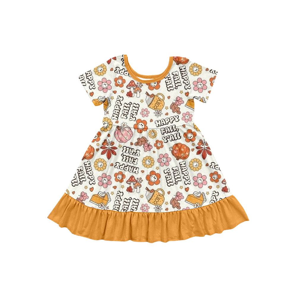 7.7GSD2756 Smiley face flower letter short sleeve dress