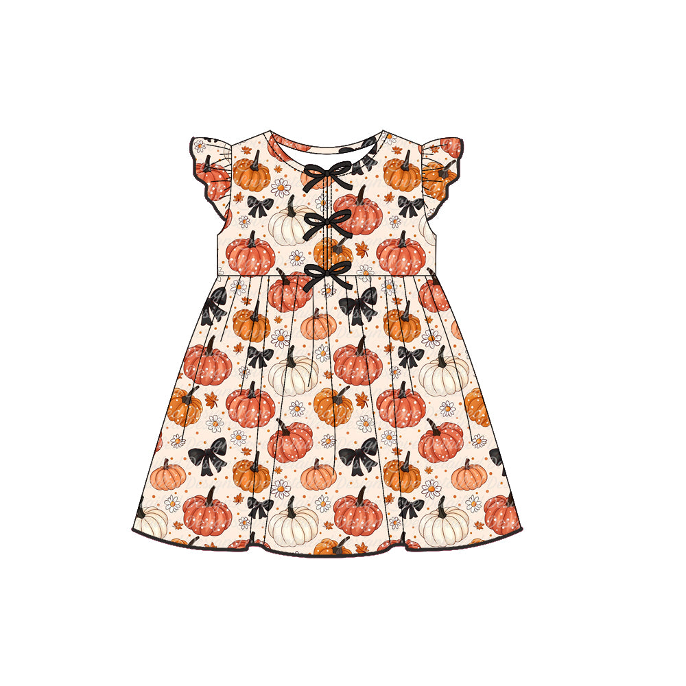 7.29GSD2769 Autumn Pumpkin Fly Sleeve Dress