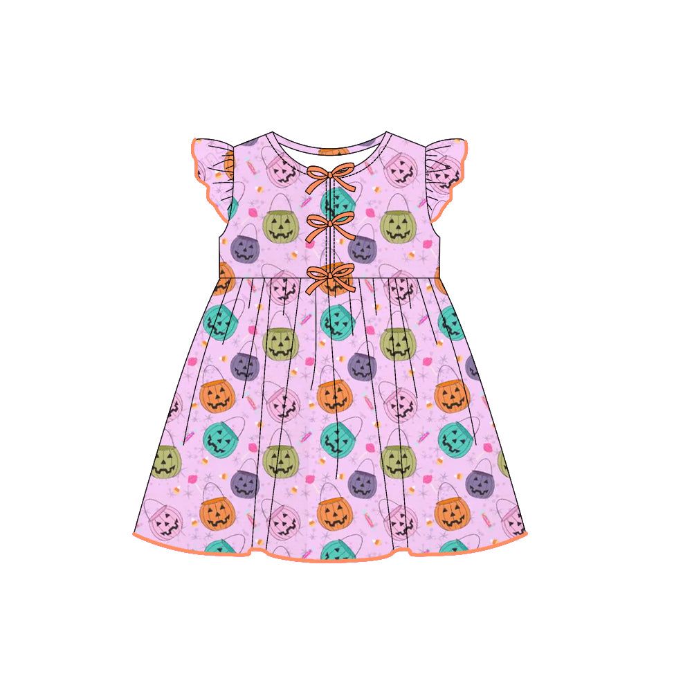 7.29GSD2771 Halloween Pumpkin Flying Sleeve Dress
