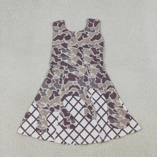 3.31 GSD2819 Baby Girls Southern Grey Camo Drip Team Shorts Yoga Knee Length Dresses