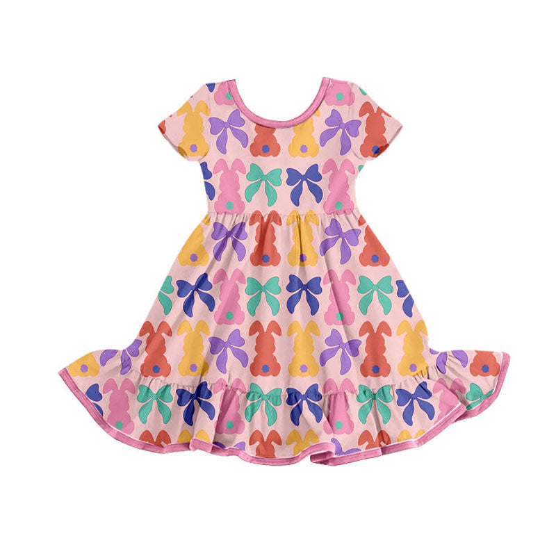 X925 GSD2834 Colorful Bunny Bow Dress