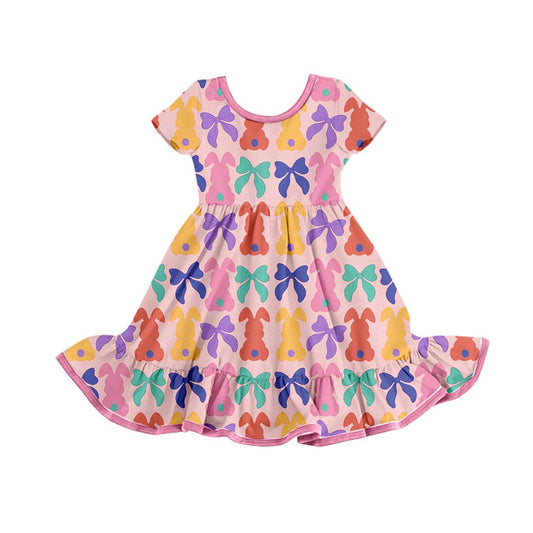 X925 GSD2834 Colorful Bunny Bow Dress