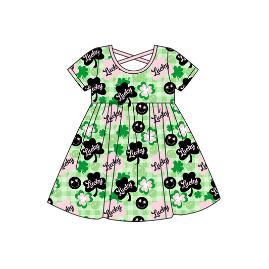 X927 GSD2840 Four-Leaf Clover Smiley Dress
