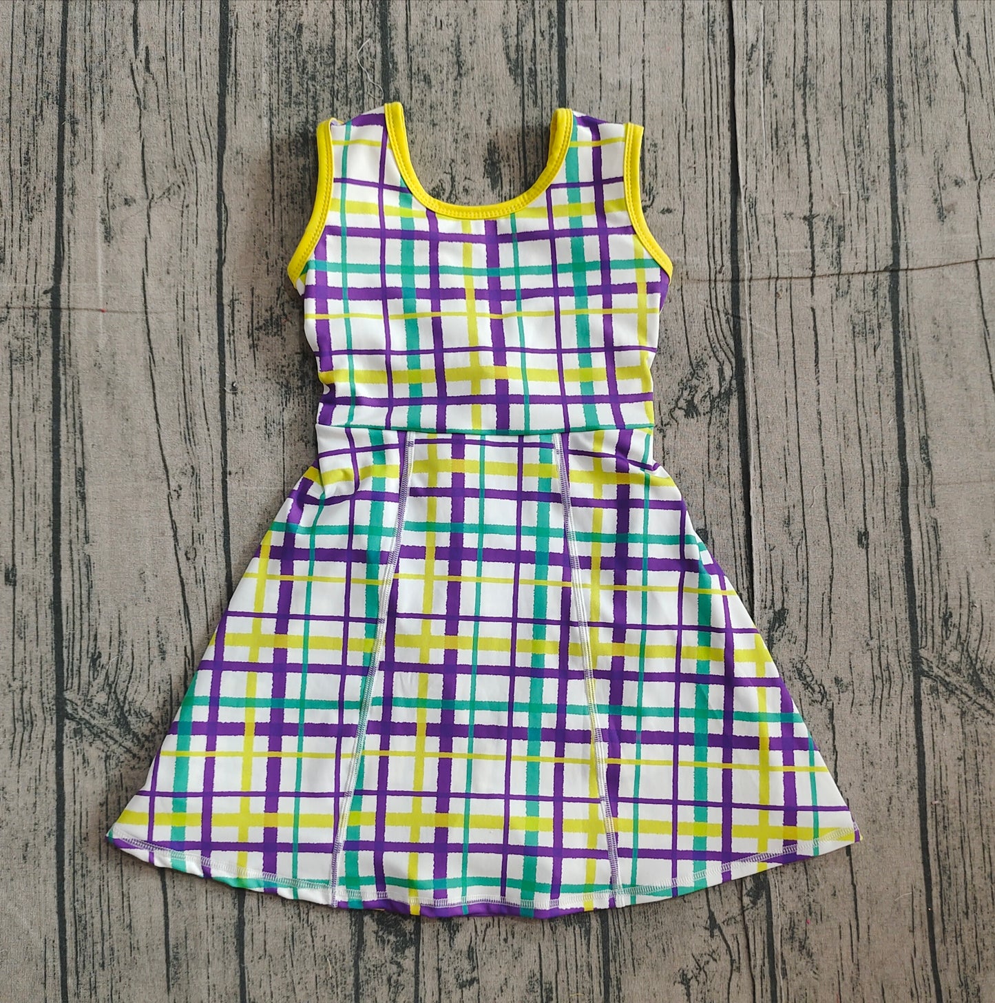 X11.12GSD2945 Yellow Plaid Yoga Dress