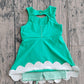 GSD3029Baby Girls Green Sleeveless Yoga Shorts Bows Knee Length Dresses Preorder