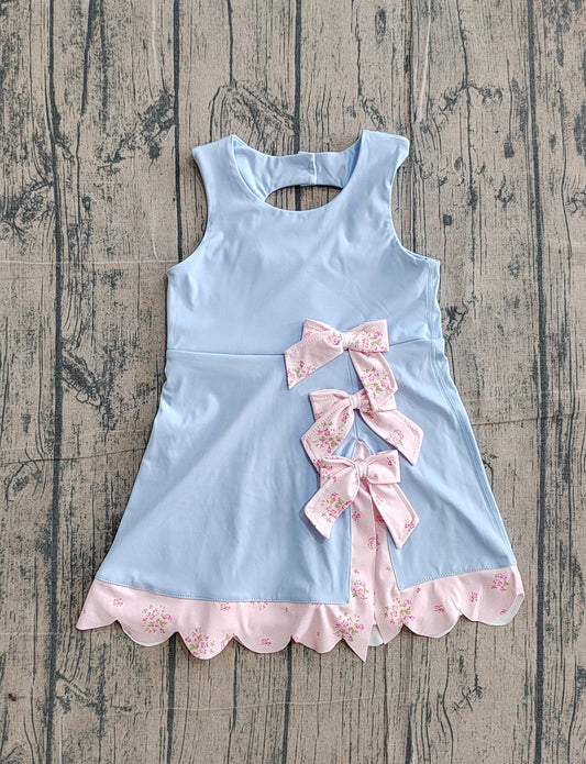 GSD3030Baby Girls Lavender Sleeveless Yoga Shorts Bows Knee Length Dresses Preorder
