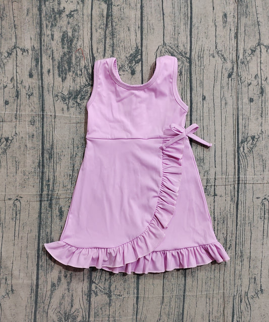 GSD3034Baby Girls Pink Sleeveless Yoga Shorts Ruffle Knee Length Dresses Preorder