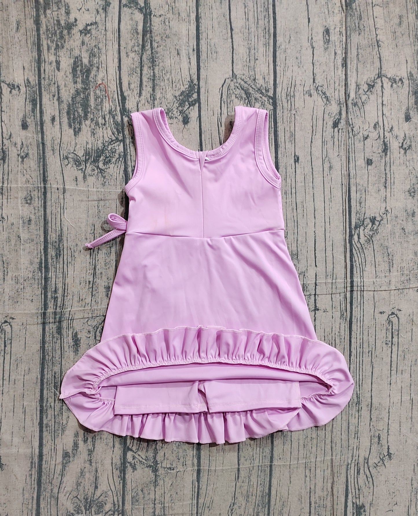 GSD3034Baby Girls Pink Sleeveless Yoga Shorts Ruffle Knee Length Dresses Preorder