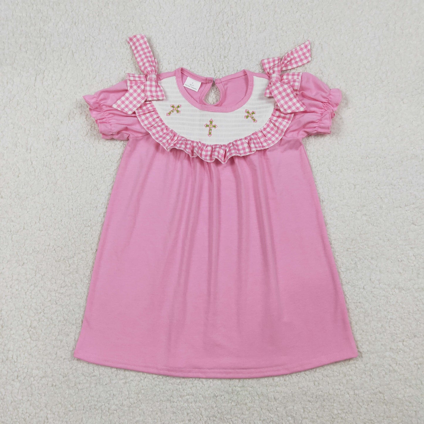 3.28 Sibling Baby Kids Short sleeves He is rise cross kids girls Easter dresses