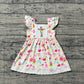 GSD3313Smocked Floral Cross Baby Girls Easter Lace Ruffle Knee Length Dresses