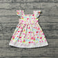 GSD3313Smocked Floral Cross Baby Girls Easter Lace Ruffle Knee Length Dresses