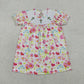 3.28 GSD3314 Floral short sleeves cross smocked baby girls Easter dress