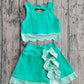 GSD3320Baby Girls Green Vest Bows Skirt Scallop Shorts Yoga Active Clothes Sets Preorder