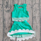 GSD3320Baby Girls Green Vest Bows Skirt Scallop Shorts Yoga Active Clothes Sets Preorder