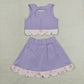 RTS NO MOQ Yoga GSD3323 Baby Girls Lavender Sleeveless Vest Bows Skirt Shorts Yoga Active Scallop Clothes Sets