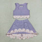 RTS NO MOQ Yoga GSD3323 Baby Girls Lavender Sleeveless Vest Bows Skirt Shorts Yoga Active Scallop Clothes Sets