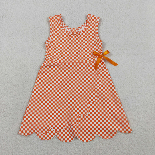 3.30 GSD3428 Baby Girls Orange Checked Yoga Active Scallop Shorts Knee Length Dresses（副本）