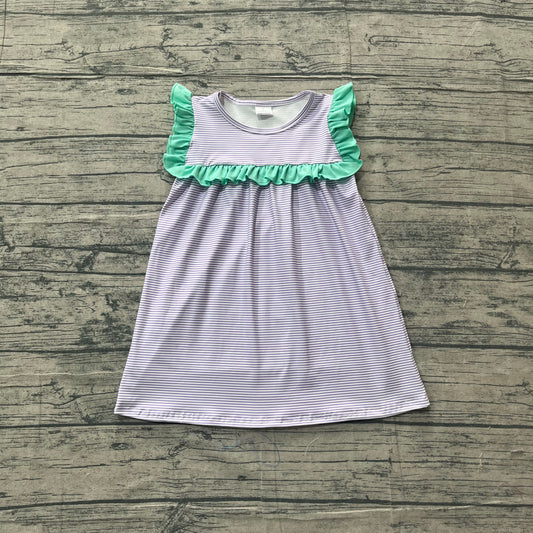 GSD3560Baby Girls Sleeveless Purple Stripe Knee Length Dresses Preorder