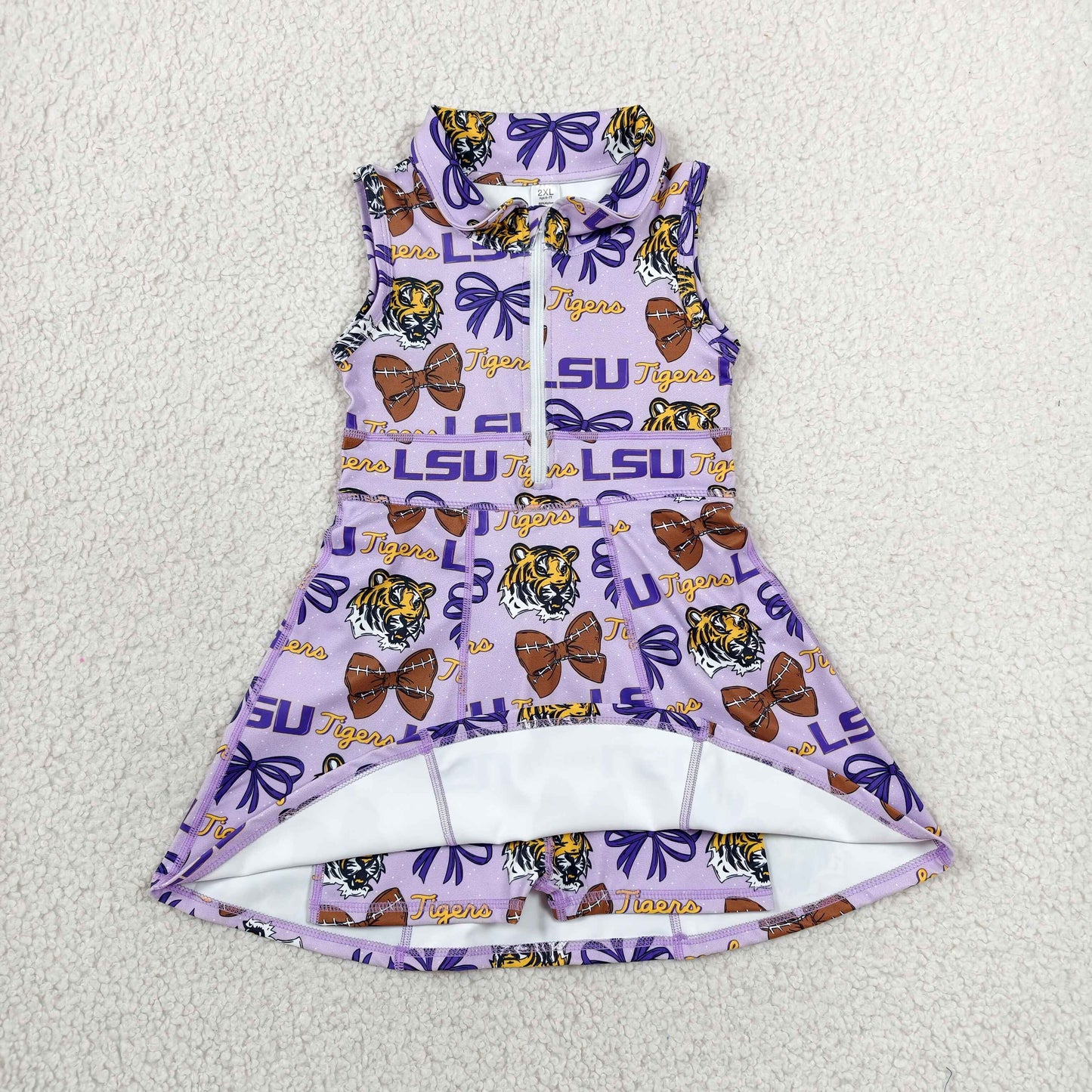 Baby Girls LSU Tiger Footballs Team Yoga Active Shorts Knee Length Dresses
