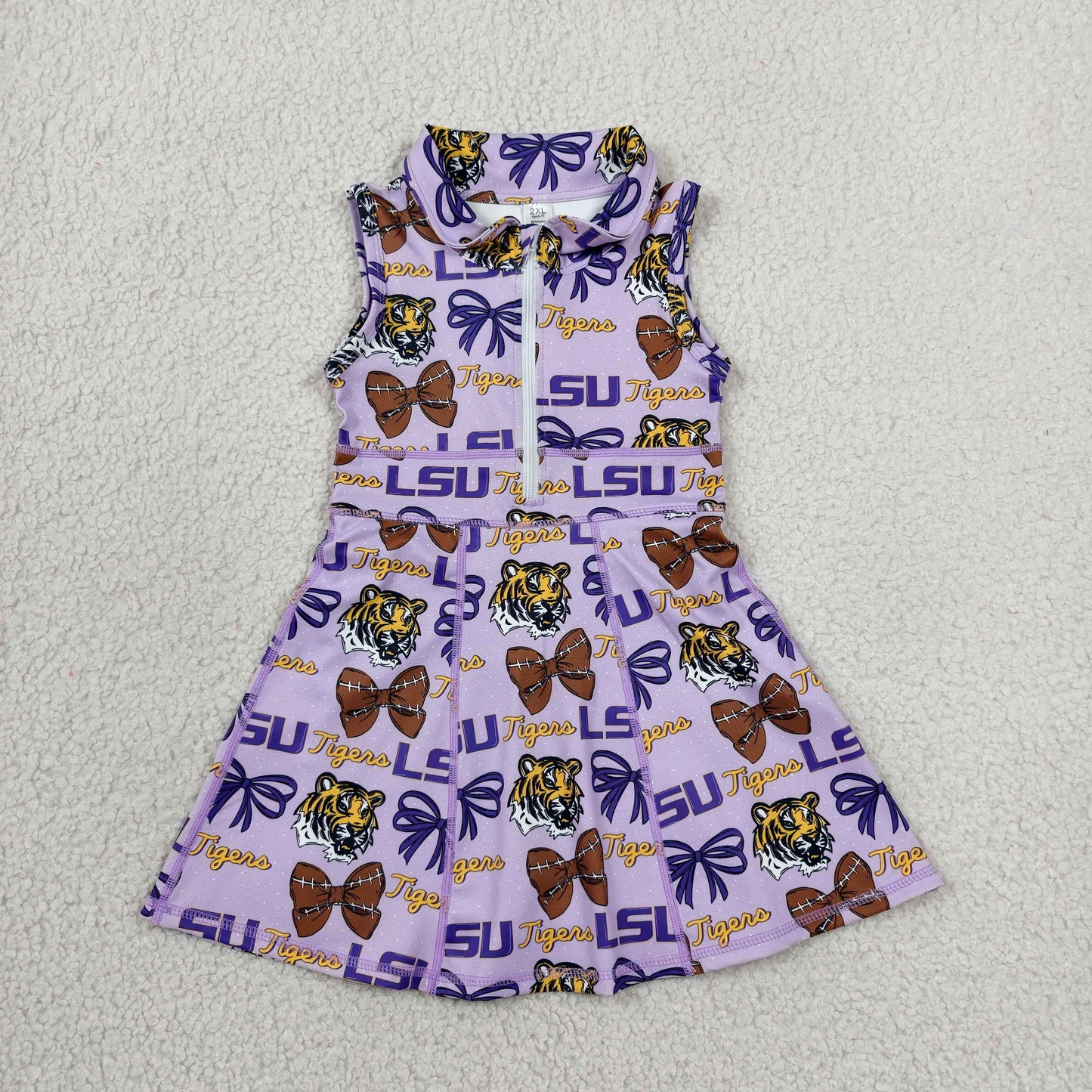 Baby Girls LSU Tiger Footballs Team Yoga Active Shorts Knee Length Dresses