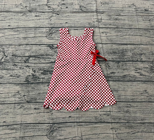 GSD3669Baby Girls Sleeveless Red Checked Yoga Active Shorts Knee Length Dresses Preorder